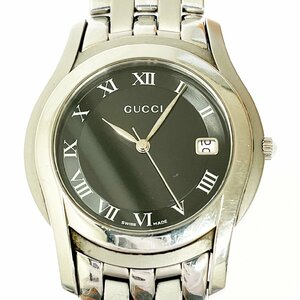 【1円スタート】【訳あり品】GUCCI グッチ 5500M Gクラス SS ブラック文字盤 クオーツ メンズ腕時計 266574