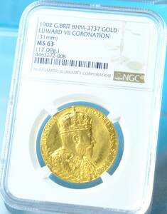 イギリス 1902 エドワード7世 戴冠記念 ゴールドメダル NGC MS63 金貨 クレジットカードOK