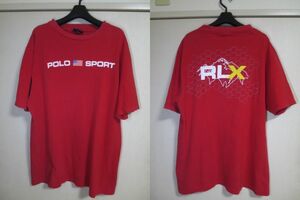 90s ＵSA製 POLO SPORT × RLX Tシャツ L レッド ビンテージ ラルフローレン　ポロスポーツ
