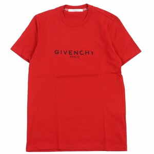 極美品●GIVENCHY ジバンシィ BM70K93002 ロゴプリント クルーネック ショートスリーブ 半袖Ｔシャツ レッド XS 正規品 メンズ