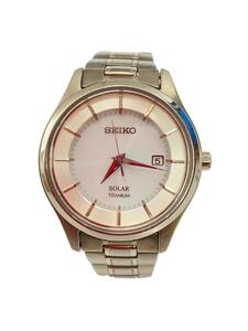 SEIKO◆ソーラー腕時計/アナログ/WHT/SLV/V137-0CS0