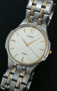 視認性良好！！難ありサイズ小さい!! CITIZEN/シチズン FORMA/フォルマ クォーツ メンズ コンビカラー ウォッチ USED品 4634-K18094CKW＊