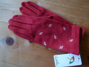 新品♪アーノルドパーマー♪傘刺繍が素敵な手袋♪赤♪２１ｃｍ♪日本製♪レナウン♪格安！ラスト