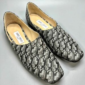 JIMMY CHOO ジミーチュウ　フラットシューズ　スクエアトゥ　グリッター　38 1/2 25.5cm レディース　即決