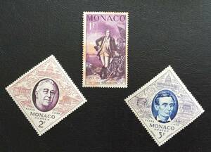 世界の人物切手 　モナコ 1956-4-03発行 3種