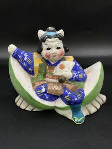 SE0313-04◆土人形 桃太郎 民芸品 日本人形 当時物 高さ約11cm 横14.5cm