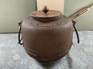 茶釜　斑紫銅蓋▼火鉢鉄瓶茶道具茶室
