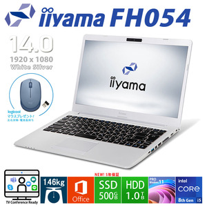 iiyama Style 14FH054 第8世代 i5 メモリ8GB/新品SSD512GB/HDD1TB/フルHD/Office