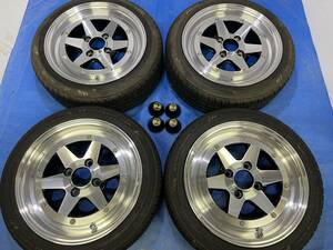 ■美品復刻版ロンシャンXR-4_14x6J+38_100/4_155/55R14ミラパンタントワゴンRスペーシアエブリィキャリィハイゼットサンバー軽トラ軽自動車