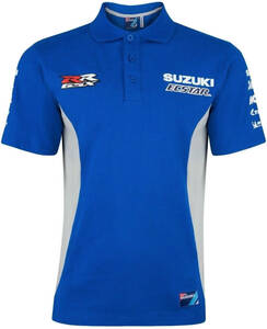 ★送料無料★Suzuki Ecstar Bike MotoGP Superbike Polo Shirt スズキ モーターサイクル ポロシャツ 半袖 ブルー Sサイズ