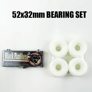BLACK PANTHER BEARING & WHITE WHEEL CONICAL SHAPE 52x32mm SET ベアリング＆ウィール スケートボード用 [返品、交換不可]
