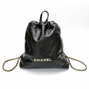 CHANEL シャネル シャネル22 ラージ バックパック リュックサック　バッグ カーフ ブラック AS3313 2300759