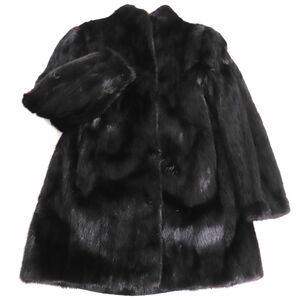 極美品◆MINK ミンク 本毛皮コート ブラック 13 毛質艶やか・柔らか◎
