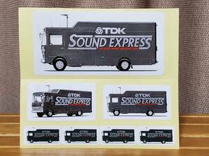 TDK SOUND EXPRESS / TDK サウンドエキスプレス ステッカー (3サイズ/7枚) 昭和当時物　カセットテープ【レア物】