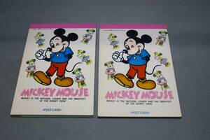 昭和レトロ　ディズニーポストカード　6柄　12枚綴り　2冊　ミッキーマウス　ミニーマウス　リリック　LYRIC CARD　未使用　日本製　当時物