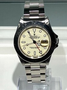 【IT1TQ1FCPK1A】ROLEX ロレックス エクスプローラーⅡ 16570 アイボリー文字盤 X番 1991製 シングルロック トリチウム