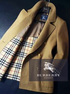 K43【超希少!完全ジーロンラム!!】定価20万 超美品●BURBERRY●最高峰極上繊維!!高級ダブルチェスターコート バーバリーコート メンズ