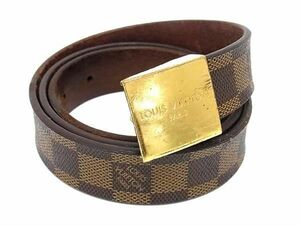 1円 LOUIS VUITTON ルイヴィトン M6802 ダミエ サンチュール キャレ ゴールド金具 ベルト ブラウン系 FA7736