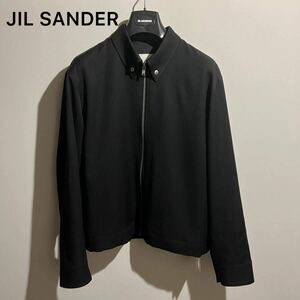 【定価15万】JIL SANDER ジルサンダー ジップアップブルゾン ブラック ウール100% 裏地キュプラ Lサイズ