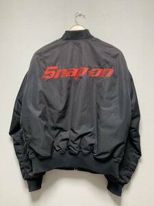 初期☆[SNAP-ON] バック刺繍 ボンバージャケット ワークウェア ブラック ビンテージ スナップオン