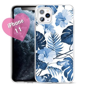 新品 iPhone 11ケース 花柄 ボタニカル 水色 おしゃれ アイフォンケース