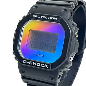 CASIO/カシオ G-SHOCK DW-5600SR Iridescent Colorシリーズ 液晶 腕時計 ステンレススチール/ラバー クオーツ 黒/レインボー ユニセックス