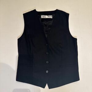 ZARA ザラのジレ リネンブレンドベスト　ブラックXS 2023年7月購入6590円未使用