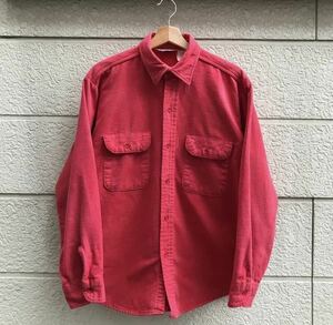 80s USA製 FIVE BROTHER ヘビーコットン フランネルシャツ 無地 レッド ファイブブラザー アメリカ製 古着 vintage ヴィンテージ L