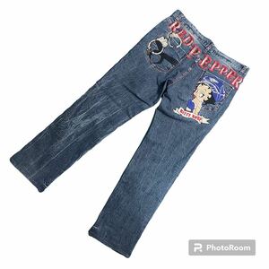 【超希少品】RED PEPPER レッドペッパー　BETTY BOOP ベティーブープ　コラボ　デニム　ジーンズ　ストレッチ　ベティちゃん　サイズ32