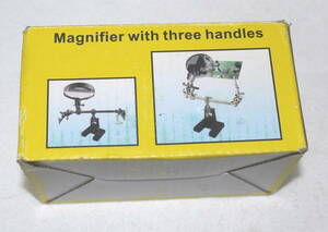 新品未使用　基盤の補修用　拡大鏡 固定 精密作業 クリップ はんだスタンド 一体型　Magnifier with three handles