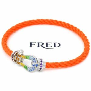 750 FRED フォース10 カラークラッシュ ラージモデル ブレスレット 19 K18WG 18金ホワイトゴールド フレッド レインボー オレンジ 403084