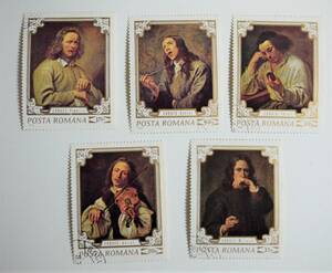 ルーマニア切手　人物画　５種使用済み　ブルケンタール国立博物館　1970年