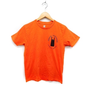 グラニフ graniph プリント Tシャツ カットソー 半袖 丸首 コットン 綿 S オレンジ /FT42 レディース