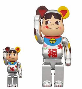 BE@RBRICK 招き猫 ペコちゃん 福 銀メッキ 100% & 400%