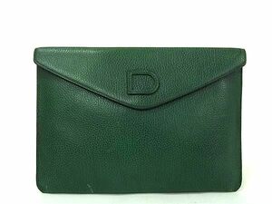 1円 DELVAUX デルヴォー レザー クラッチバッグ セカンドバッグ マルチケース レディース グリーン系 FC4862