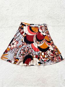 EMILIO PUCCI size40 イタリア製シルクスカート フレアスカート エミリオプッチ オレンジ ピンク