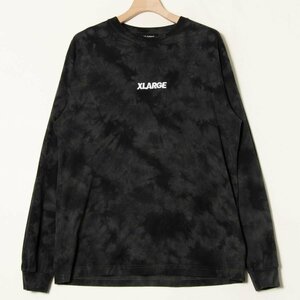 XLARGE エクストララージ サイズM 長袖 Tシャツ クルーネック プルオーバー 総柄 チャコール系 コットン100％ メンズ ストリート トップス