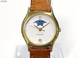 TISSOT ティソ ムーンフェイズ F306 クォーツ 3針 デイト 稼働品 レディース 腕時計 ゴールド M133OF