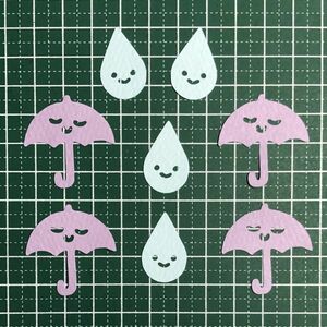 （4274C）顔付お天気・傘と雨粒【2セット】★カット