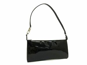 1円 ■美品■ Salvatore Ferragamo フェラガモ AU-21 2306 ガンチーニ パテントレザー ワンショルダーバッグ ブラック系 FC1766