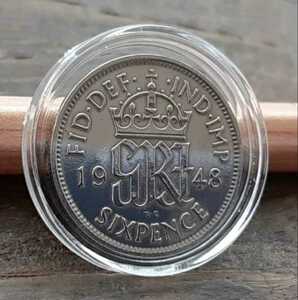 ヴィンテージ 幸せのシックスペンス イギリス ラッキー6ペンス 英国コイン 本物 19.5mm 綺麗にポリッシュされていてピカピカのコインです。
