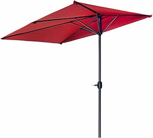 パティオ用8.2フィートの屋外傘、パティオ傘マーケットハーフクランク日焼け止め付き屋外テーブルマーケット傘長方形ガーデンパティオ庭ビ