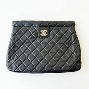 ◆ シャネル CHANEL マトラッセ ヴィンテージ セカンドバッグ クラッチバッグ ブラック レザー レディース メンズ かばん