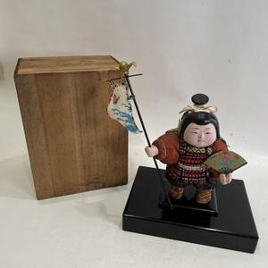 【送料無料】アンティーク レトロ品 桃太郎人形 箱付き 古風 昔話 人形 焼き物 伝統工芸