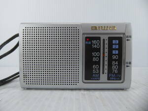 ★☆aiwa ワイドFM受信OK FM/AMコンパクトラジオ CR-AS17 動作品 オマケ新品電池付き☆★