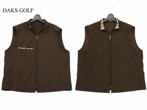 DAKS GOLF ダックス ゴルフ 秋冬 チェック使い★ 中綿 ジップ ベスト Sz.LL　メンズ 茶色系 日本製 大きいサイズ　C3T10671_B#N