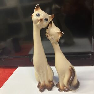 猫の置物　昭和レトロ 陶器　ペア