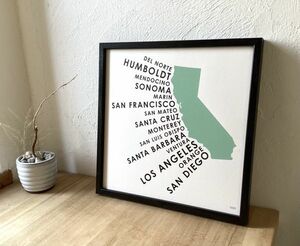orange & park print &hand made fream California Coastal Counties