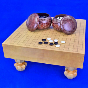 囲碁セット　新かや3寸足付碁盤セット(ガラス碁石梅・栗碁笥大)【囲碁将棋専門店の将碁屋】