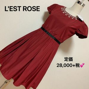 定価 28.000円+税、LEST ROSE ワンピース ドレス、新品　タグ付き、未使用　デート、二次会、結婚式、ビージュ、半袖、